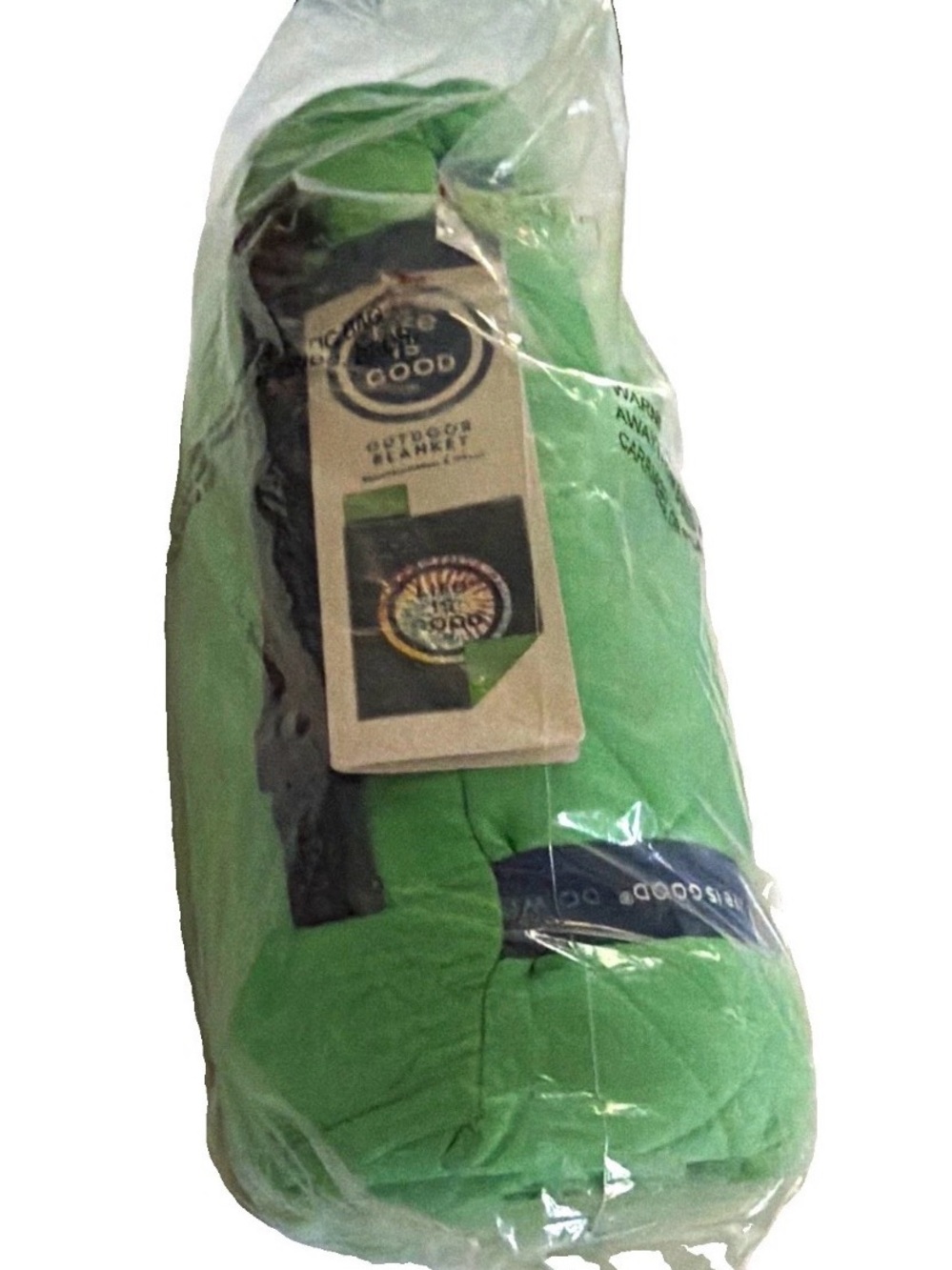 Life is Good Outdoor Blanket 55 x 70 in Green/Black w/ Handles